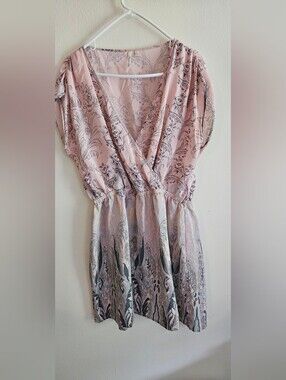 Petticoat AlleyPink Paisley-Print Dress, Silk, Bohemian, Y2K, Summer, Babydoll